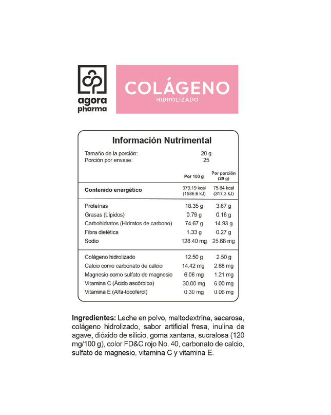 Colágeno Hidrolizado – Sabor Fresa 500 g