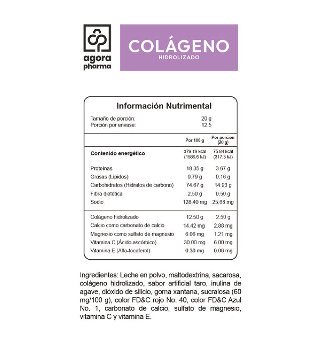 Colágeno Hidrolizado – Sabor Taro 250 g