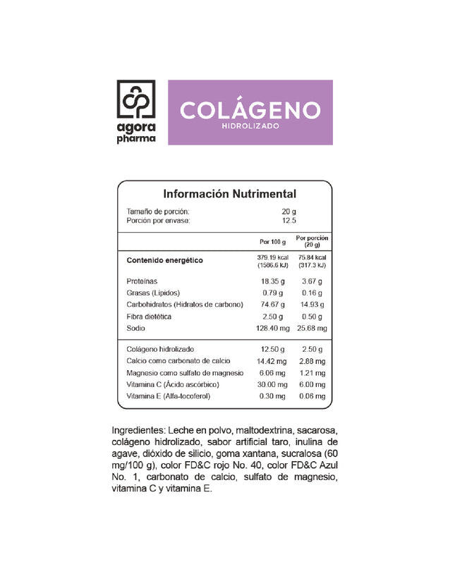 Colágeno Hidrolizado – Sabor Taro 250 g