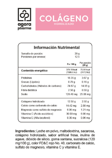 Colágeno Hidrolizado – Sabor Fresa 250 g