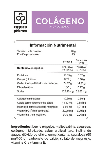Colágeno Hidrolizado – Sabor Taro 500 g