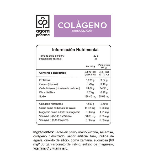 Colágeno Hidrolizado – Sabor Taro 500 g