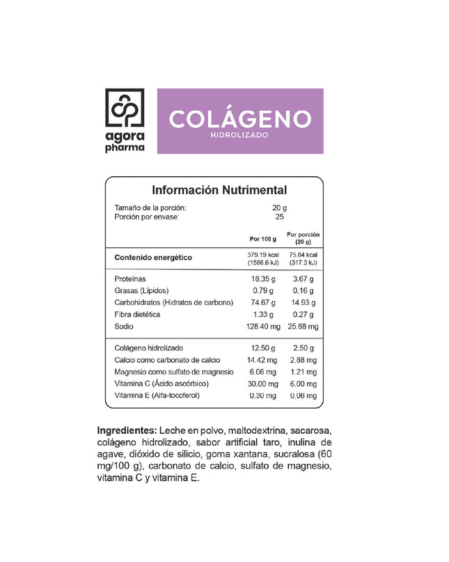 Colágeno Hidrolizado – Sabor Taro 500 g
