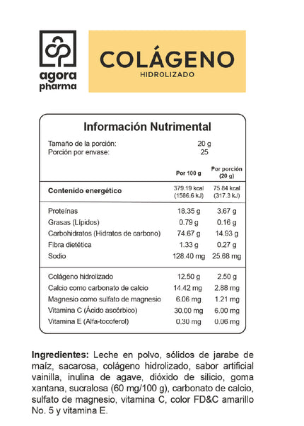 Colágeno Hidrolizado – Sabor Vainilla 500 g